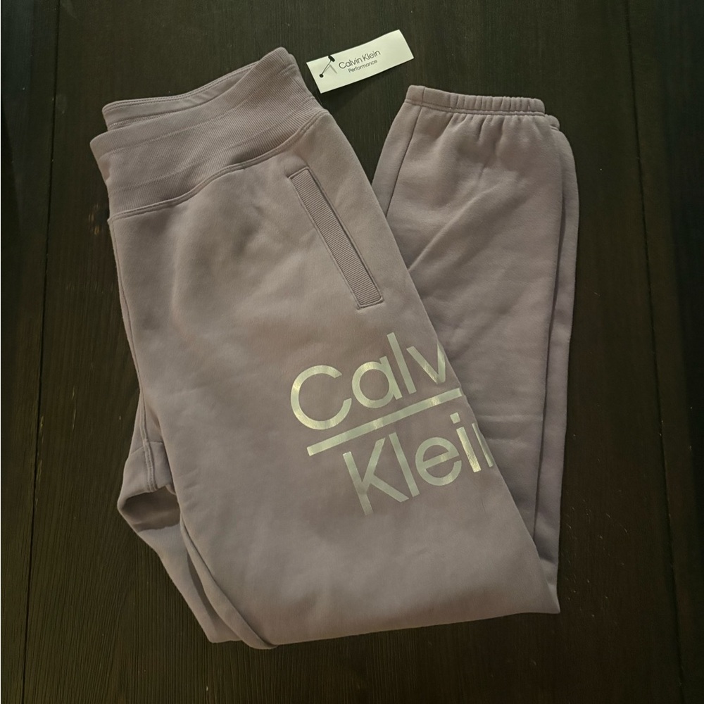 Calvin Klein Kids' Silver Logo Gray Joggers